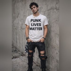 Punk Lives Matter Graphic Tee Shirt S Thrashed Punk Protest S/S Grunge Undergrou